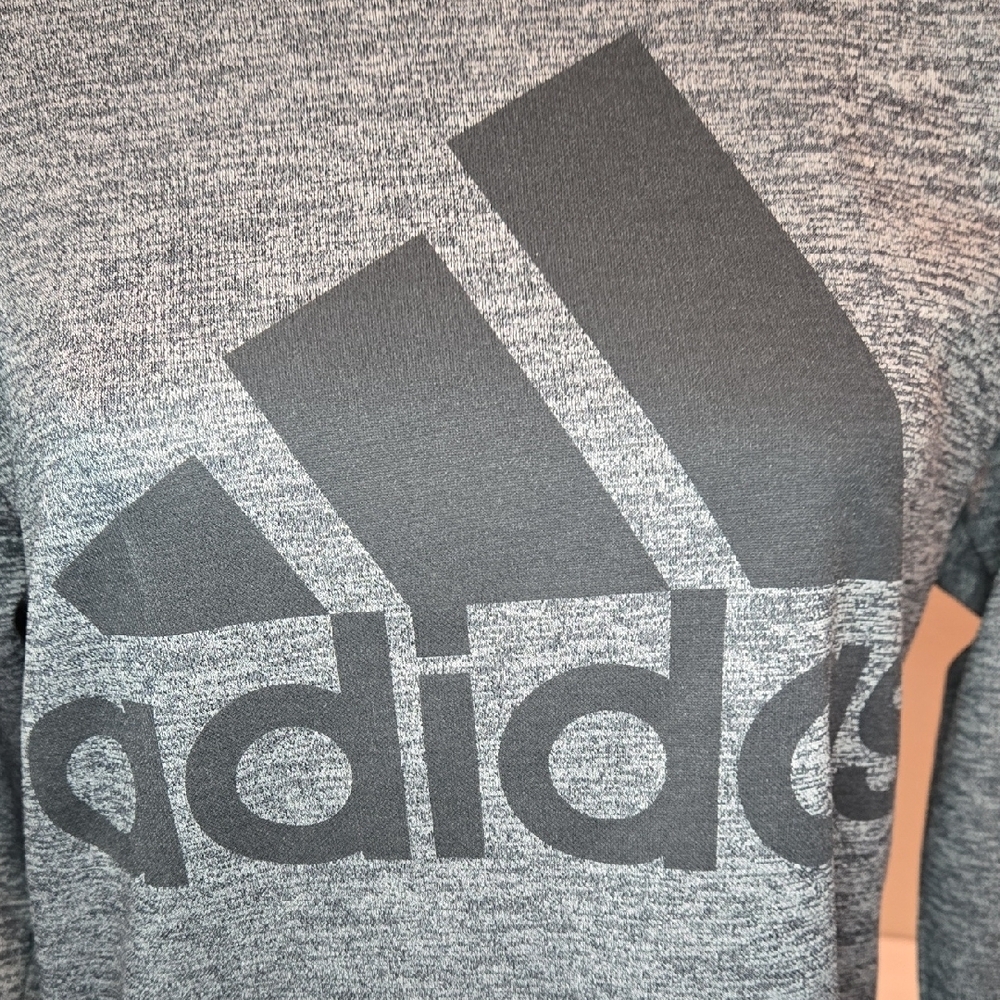 Adidas Climawarm Heather Gray Logo Long Sleeve Tee - Picture 5 of 5
